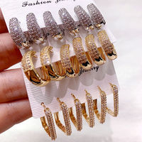 Boucles d'oreilles tendance en gros, plaqué or, zircon cubique, pavé, ensemble créoles, luxe minimaliste, pour le quotidien, le bureau ou les soirées, pour femmes
