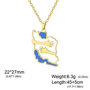 สร้อยคอแฟชั่นเคลือบ PVD สีเงินและสีทอง ป้องกันการหมอง สร้อยคอสแตนเลส 316L เครื่องประดับคุณภาพสูง สร้อยคอรูปแผนที่อิหร่านสำหรับผู้หญิง - Product Image 6