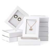 Boîtes d'emballage personnalisées en papier kraft blanc pliables avec fenêtre transparente pour bijoux (boucles d'oreilles, bagues, colliers)
