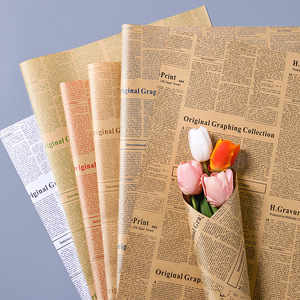 20 hojas por bolsa de papel Kraft <span class=keywords><strong>Vintage</strong></span> periódico inglés papel de regalo papel de embalaje de flores - Product Image 2