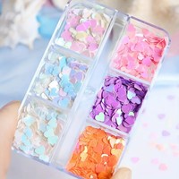 Nail Charms Glitter Heart Sequins Sticker Nail Decoration Colorful Heart Flakes Nail Art Supplies