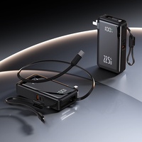 Power Bank Layar Digital Elektroplating Pengisian Daya Super Cepat 22.5W Kapasitas Besar 30000mAh dengan Kabel Plug Terintegrasi