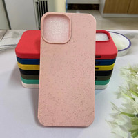 Conception de Logo personnalisé de haute qualité 8 couleurs paille de blé + TPU étui de téléphone dégradable antichoc pour iPhone 14 14 Pro Max