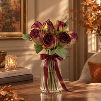 Bouquet de roses artificielles en soie de 27 cm pour l'automne, arrangement floral d'automne pour la décoration intérieure – Vente en gros