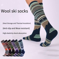 Chaussettes d'hiver en laine mérinos épaisse, hauteur genou, à revers tricoté, rayées, pour adultes, chaudes, respirantes, thermiques, pour bottes, randonnée, ski