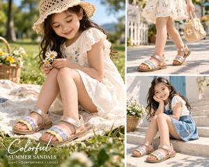 <span class=keywords><strong>Sandali</strong></span> con glitter color <span class=keywords><strong>oro</strong></span> rosa per ragazze, <span class=keywords><strong>sandali</strong></span> piatti con cinturino ondulato colorato e cinturino alla caviglia regolabile, graziose scarpe estive per bambini - Product Image 4
