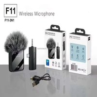 Kit de microphone cravate sans fil double F11 de haute qualité avec récepteur à 3 interfaces pour appareils audio iOS, Android et caméras