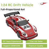 Voiture RC de drift professionnelle à l'échelle 1:24, 2.4G, 4 roues motrices, 7.4V, rechargeable, châssis en PVC/Nylon/ABS, télécommande réglable, chargeur USB