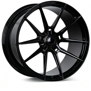 Glänzend Schwarze 5-Speichen Konkave <span class=keywords><strong>Monoblock</strong></span> Geschmiedete Leichtmetallfelgen 20 Zoll 5x112 für Audi Mercedes VW Performance Staggered Fitment - Product Image 3