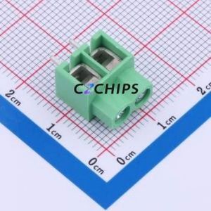 DB166-5.0-2P-GN-P Screw Terminal Block P=5mm Connector ( Construction: 1x2P )( Pitch: 5mm )( Color: Green ) - Product Image 1