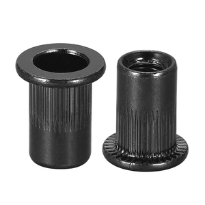 Rivets aveugles à tête plate en acier au carbone/acier inoxydable 304 avec placage zinc noir, écrous à insertion métriques moletés M3-M12 - Product Image 1