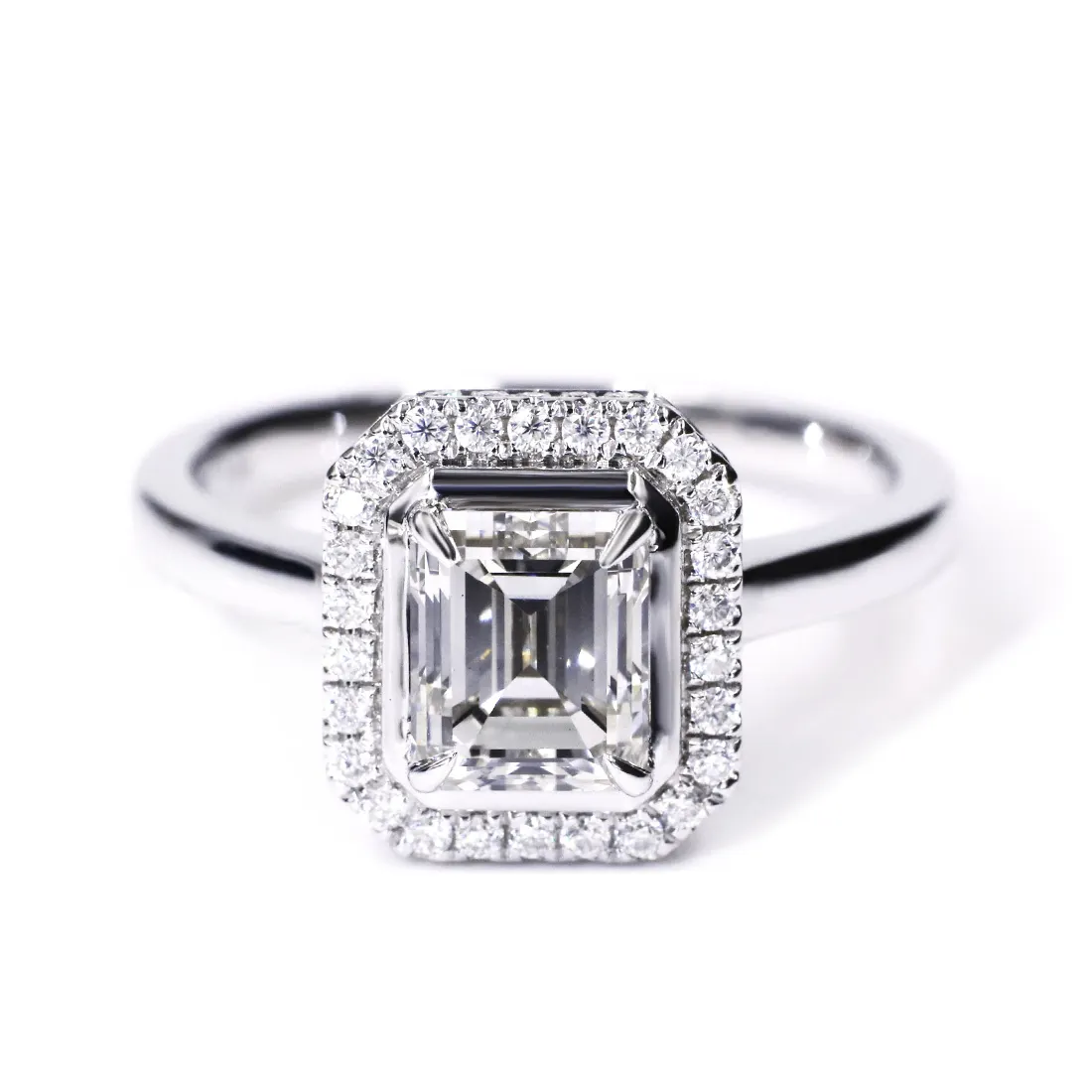 Yadis gems 1.62ct H VS2 emerald cut lab grown diamond cvd with 14k solid white gold and halo fashion jewelry ring instock