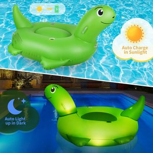 Große LED farbwechsel nde Schildkröte Schwimmbad Float für Erwachsene Erwachsene Aufblasbare Wasser Unterhaltung mit Getränke halter - Product Image 2