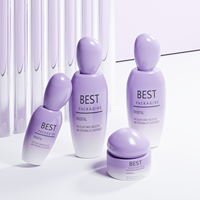 Ensemble de flacons et pots en verre de luxe uniques pour soins de la peau, capacités de 30 ml, 50 ml, 100 ml, avec couvercles en forme de pierre pour masque facial