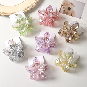 Pinces à cheveux transparentes de 8 cm en forme de fleur, pince à cheveux premium Frangipani avec carte, pince à cheveux pour femme et fille, fabrication en usine - Product Image 1