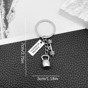 Porte-clés en métal créatif en alliage de zinc haltère Kettlebell Sport Fitness lettres cadeaux de gymnastique musculation porte-clés de voiture pour hommes - Product Image 6