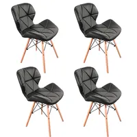 סט של 4 מעודן מודרני ארגונומי עיצוב PU אוכל כיסא עם טבעי אשור עץ רגליים לחדר אוכל, משרד, סלון, קי
