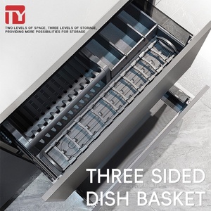 Panier de rangement pour armoire de cuisine TIANYI, organiseur de tiroir moderne, écologique, capacité accrue de 50 %, cadre en aluminium modulaire, garantie 3 ans - Product Image 1