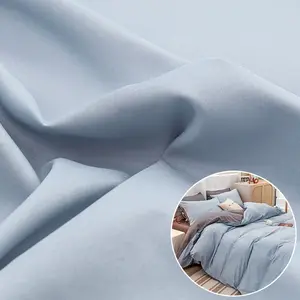 Wholesale 100% polyester textile dyed solid color blue brushed adult bedsheet material fabric for bedding set