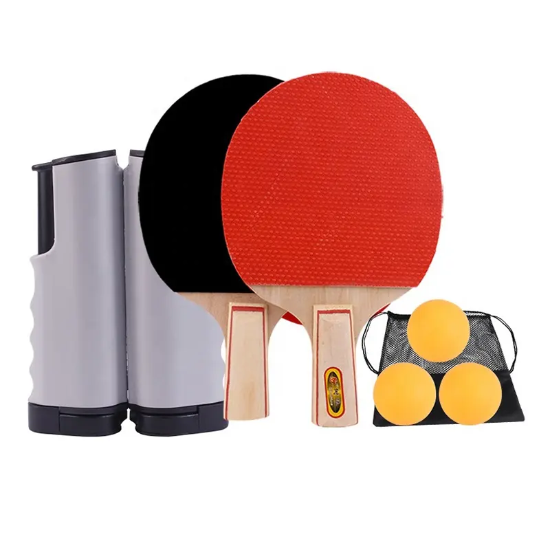 Adjustable Retractable Ping Pong Net Set with Post Professional Table Tennis Rackets and Balls Net with Posts