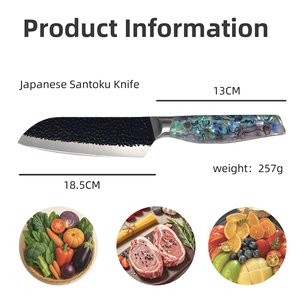سكين سانتوكو بطبقة سوداء من الفولاذ المقاوم للصدأ مضادة للتآكل بمقبض صدفي أذن البحر يمكن تخصيصه كسكين طاهي - Product Image 4
