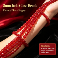 Perles en verre imitation jade de 8 mm, écologiques, aspect jade brillant, perles intercalaires lâches pour la fabrication de bijoux DIY (bracelets, colliers)