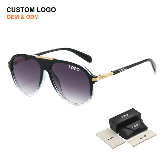Custom Logo Luxury Sunglasses Oversized Pilot Sun Glasses With Packaging Box Wholesale Polarized UV400 Sunglasses Women Men