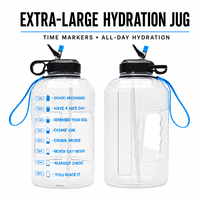Bouteille d'eau motivante de 1 gallon avec marqueur de temps, paille et poignée, grande capacité de 128 oz en PETG, gourde de sport