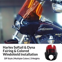 Kit de carénage de phare de moto CustomWorld + pare-brise de 11 pouces pour HD Softail/Dyna - Noir, rénovation/amélioration