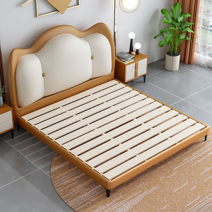 Dream Pink Girls Juego de dormitorio Cama doble de madera de lujo Cabecero en forma de corazón Cama tapizada Hoteles Villas Apartamentos Almacenes - Product Image 1