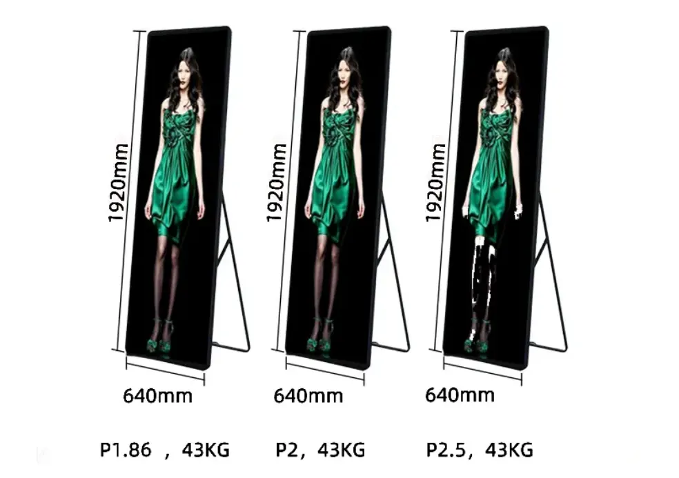 New Material Indoor P1.86 P2 standing display screen digital poster display led poster frame display With Big Discount