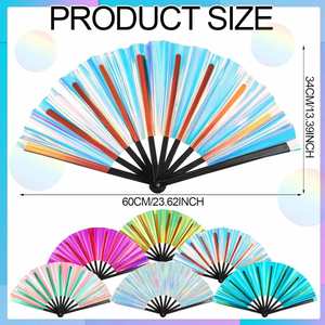 พัดมือขนาดใหญ่ทำจากไม้ไผ่ พร้อมเทคนิคการทาสี PVC ลายดนตรี - Product Image 2