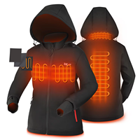 Veste chauffante softshell à capuche pour femme, température réglable, recharge USB, coupe-vent, manteau thermique d'hiver pour l'extérieur
