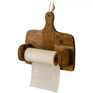 Solid Wood Eco-Friendly Wall Mounted Retro Roll Paper Shelf Single <b>Kitchen</b> Tissue Rack Restaurant Decoration <b>Storage</b> - Product Image 5