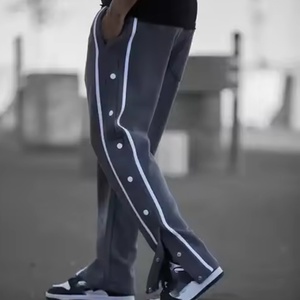 Joggers en molleton pour hommes, style hip-hop, design personnalisé, haute qualité, grammage lourd, avec boutons latéraux, double fente à la cheville, cordon de serrage, coupe ample - Product Image 1