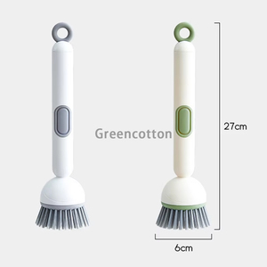 Brosse de nettoyage de cuisine avec logo personnalisé Brosse à vaisselle avec distributeur de <span class=keywords><strong>savon</strong></span> - Poignée à <span class=keywords><strong>angle</strong></span> réglable Facile à utiliser et conception suspendue - Product Image 2