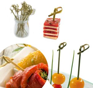 Üretici compostable tek kullanımlık el yapımı bambu düğüm şiş sticks düğümlü şiş yiyecek kürdanları parti seçtikleri barbekü sopaları