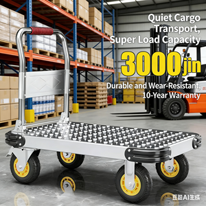 Multi-Use Steel <strong>Flat</strong> <strong>Cart</strong> with Folding Design - Portable Cargo Transport Trolley - Product Image 5