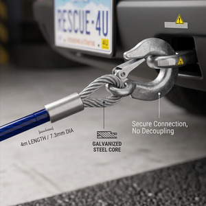 Cable de Arranque de Emergencia <span class=keywords><strong>SHARIN</strong></span> de Alta Resistencia, Aleación de Aluminio, 5 Toneladas, 4 Metros, para Averías de Automóviles y Remolque - Product Image 6