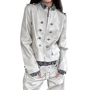 Chaqueta de Cuero para Hombre, Estilo Casual, Vintage, Unisex, Estilo Punk, con Estampado de Leopardo, Dos Tonos, Venta al Por Mayor - Product Image 1