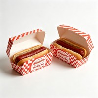Boîte alimentaire en carton écologique résistante à la graisse, boîte personnalisée imprimée pour frites, corn-dogs, boîte à emporter pour hot-dogs jetable