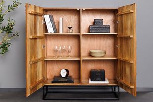 Credenza Moderna in Truciolato 100 x 120 cm (L x A) Marrone Nero con Motivo 3D per Soggiorno - Product Image 3