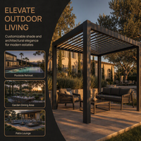 Pergola bioclimatique avec lames orientables étanches télécommandées pour hôtel moderne, villa, jardin, terrasse, espace extérieur