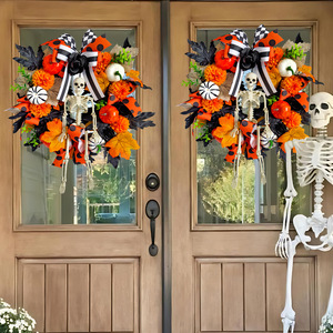 2025 nouveau Design feuille d'érable <span class=keywords><strong>citrouille</strong></span> squelette couronne branches mortes pour Halloween effrayant porche décor - Product Image 2