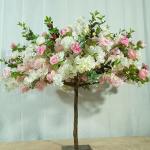 Barato de decoración interior de plástico <span class=keywords><strong>Artificial</strong></span> hoja verde grande Rosa flor árbol planta en venta - Product Image 2