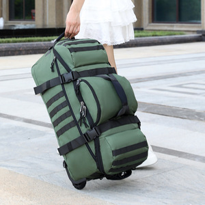Unisex Polyester large capacity folding travel <b>wheel</b> bag <b>backpack</b> unisex cross body shoulder multi functional luggage bag - Product Image 4