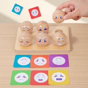 Jeu de correspondance de motifs de visages en bois amusant, jouets émotionnels en bois, émoticônes, jouets éducatifs, blocs d'expression, jouets pour enfants - Product Image 5