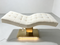 Lit de beauté électrique de luxe en polaire Teddy, base relevable à 2 moteurs, carré doré, inclinable, lit facial incurvé, éponge haute densité pour