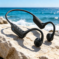 Headphone Olahraga Konduksi Tulang Tahan Air IPX5 Waktu Putar 10 Jam Earphone Bluetooth untuk Bersepeda
