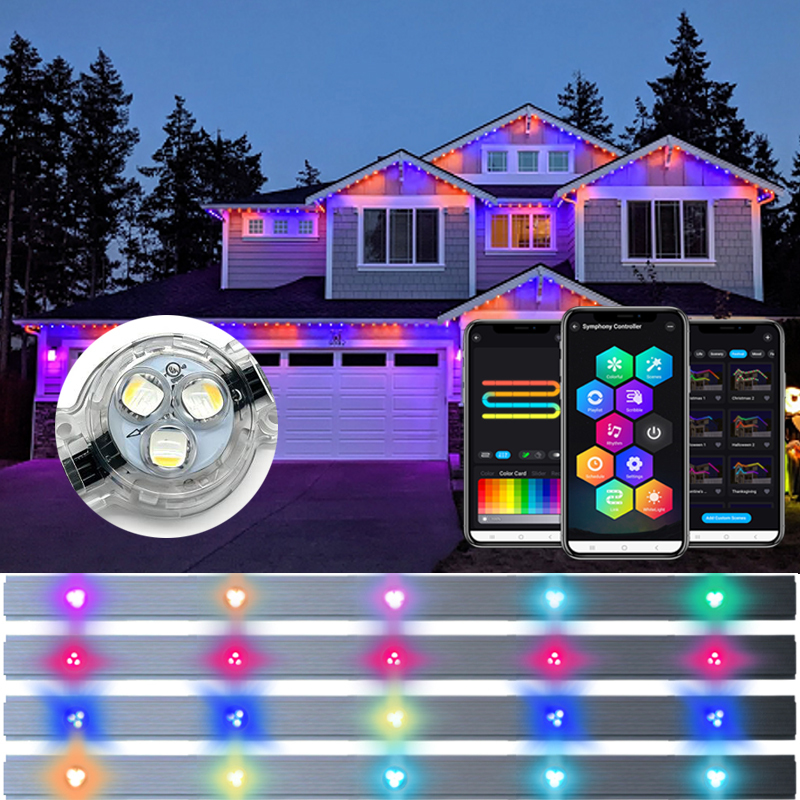 Rgbic Permanent Holiday Outdoor Christmas IP68 Ucs2904 12v Pixel Led Point Light Exterior Lighting Outdoor Waterproof